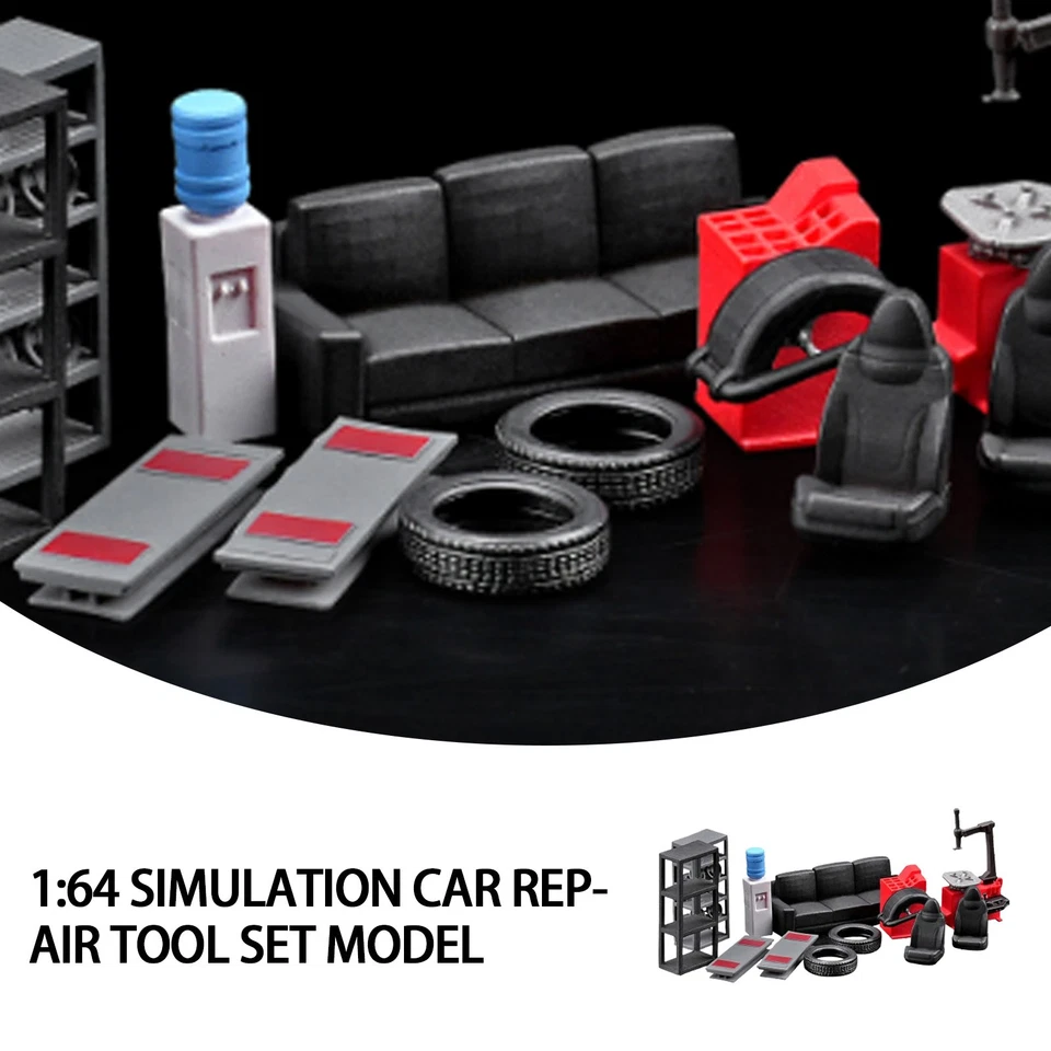 12PCS Diorama 1/64 Car Repair Tools Model Set Garage Scene Display Props Modelv8 - Image 4 of 4