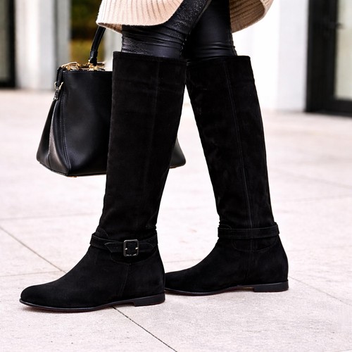 Christian Louboutin Black Suede Knee-High Boots Size 37.5