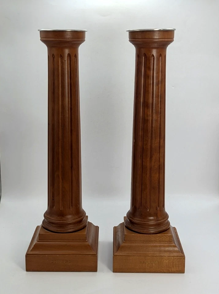 Par de candelabros de columna estriada David LINLEY madera/madera y plata chapados Foto 3 de 4