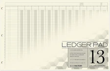 Bookfactory Ledger Pad Large 13 Column Accounting Ledger Columnar (Thirteen Colu