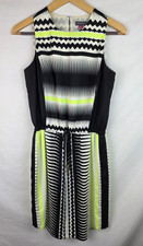 Vince Camuto Womens Dress Size 2 Black Striped Sleeveless Dress Drawstring Waist