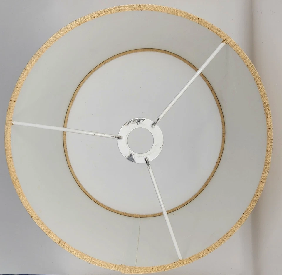 JUEGO DE 2 pantallas de lámpara de tambor de 9" color lino moteado tostado montador de araña estilo MCM Foto 3 de 4