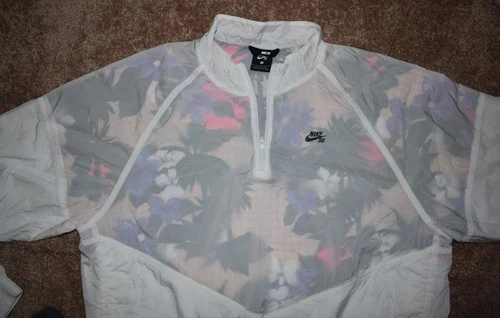 Nike SB Paradise Pullover Windbreaker Jacket Floral Mesh Mens LG image 4