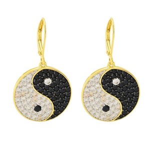 Authentic 18K Gold Plated 5.24ctw Zircon & Spinel Yin & Yang Drop Earrings