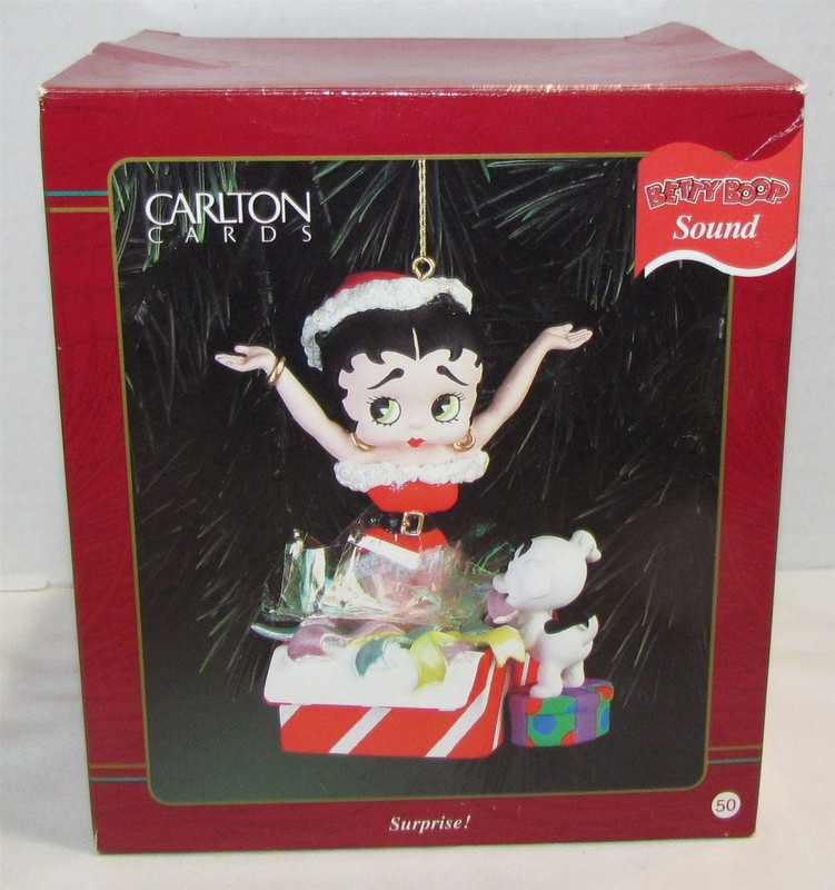 1997 Carlton Cards Betty Boop & Pudgy X-Mas Ornament "Surprise", Sound Works 