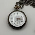 Antique Rare 0.800 Silver Men's Swiss Made 48mm Pocket Watch