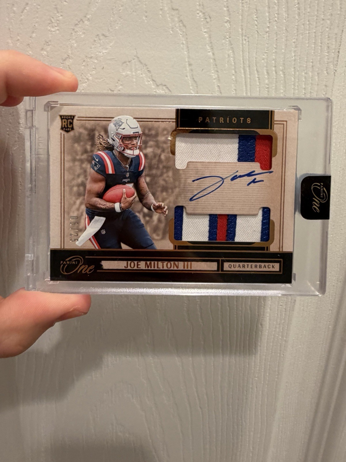 2024 Panini One - Rookie Dual Patch Autographs Joe Milton III #35 Bronze /25