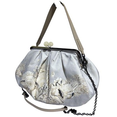 WEEKEND MAX MARA Pasticcino 2-Way Shoulder Clutch Bag Gray Shell Print A2332