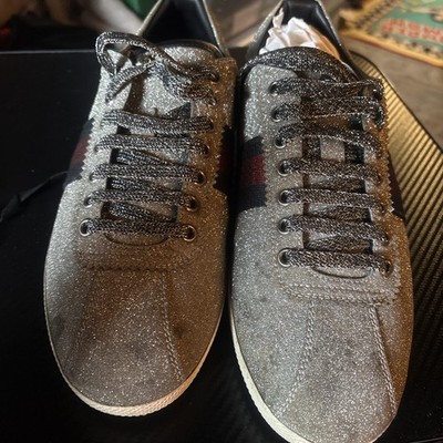 Size 10.5 - Gucci Web Sneaker Glitter Studs With Dust Bag