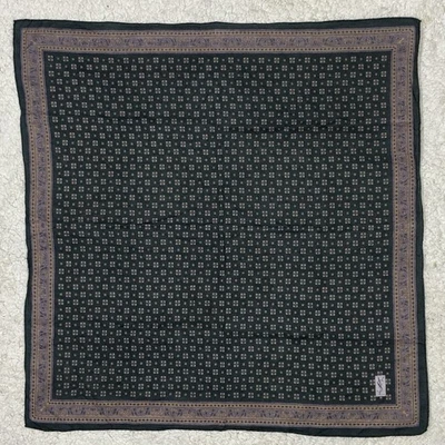 "Ysl Bolsillo Cuadrado Algodón Estampado Geométrico Verde Dorado 17""X18"" De Colección" - Imagen 1 de 4