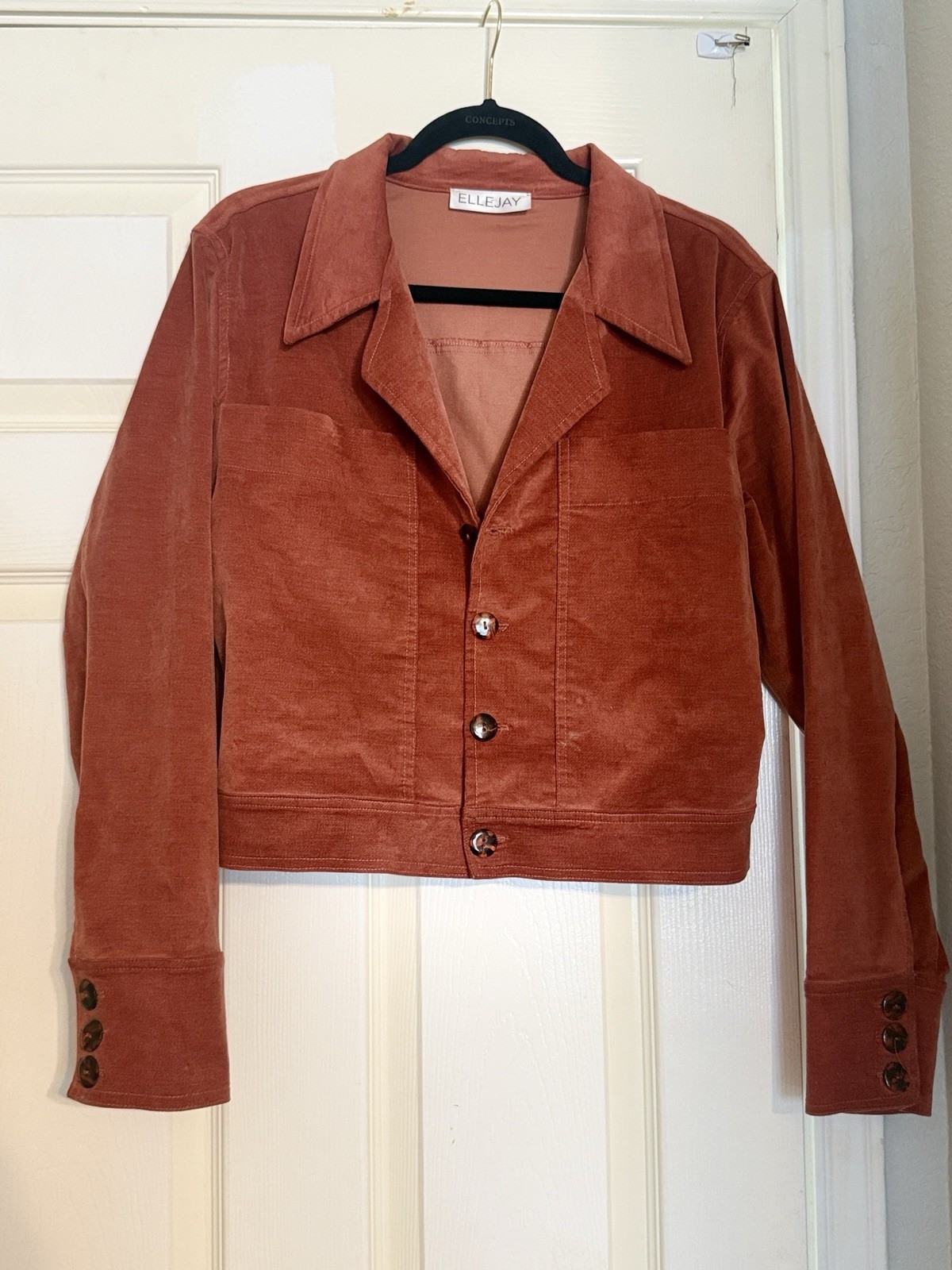 ELLEJAY Women's Rust Button Front Collared Basic … - image 1