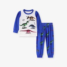 Dinosaur Kids Pajama Set Long Sleeve Shirt and Pants, Cartoon Dino Design