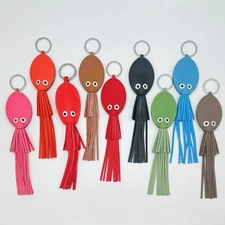 Handmade Epsom Calf Leather Squid Bag Charm/ Keyring Free economy shipping