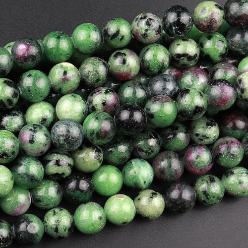 Natural Ruby Zoisite Gemstone 6 MM Round Smooth Beads Strand 15.5" For Jewelry - Picture 3 of 6