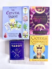 Tarot Oracle Lot Of 4 OOP Doreen Virtue Inner Peace Crystal Selenite Wand