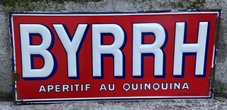 Ancienne plaque non émaillée BYRHH ANDREIS SA MARSEILLE bar alcool vin en tôle