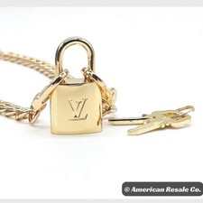 Louis Vuitton LV 315 Gold Lock Vintage and Rare PadLock Lock 2 Keys Necklace