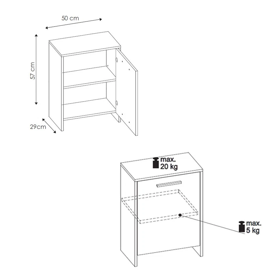 Feldmann-Wohnen Nico Zapatero 50x29x57cm Roble Sonoma / Blanco Perla - Imagen 3 de 3