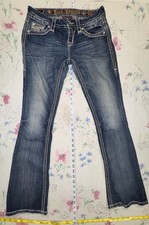 Rock Revival Jeans Womens 26 2 Dark Blue Jen Bootcut Western Preppy Bling EUC