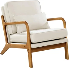 Accent Chair, Mid Century Modern Armchair with Solid Wood Frame and Non-Slip Leg