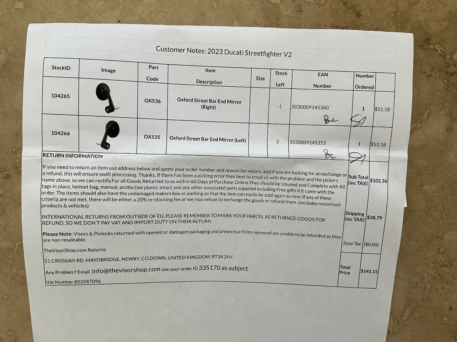 Motorcycle Bar End Mirrors (Oxford Brand)