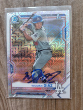 Wilman Diaz Signed 2021 1st Bowman Chrome Baseball Card Dodgers #BCP-197 Mojo