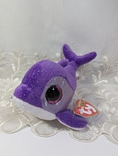 Ty Beanie Boos - FLIPS the Purple Dolphin 6" NEW MWMTs Plush Stuffed Animal Toy
