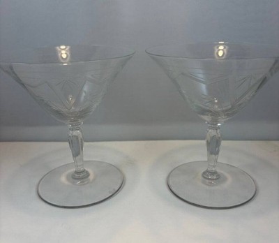 Set of 2 Community Deauville 4 5/8'' Low Sherbert Art Deco 1930's