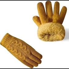 Winter Gloves Warm Gloves for Women Men Touchscreen, Womens Thick Wool Yellow