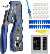 RJ45 Crimp Tool Kit Pass Thru Ethernet Crimper for Cat5E Cat6 Cat6A 8P8C Modular