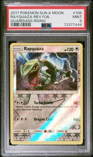 Rayquaza-Rev.Foil Pokemon Sun & Moon Guardians Rising 106 NM PSA 9