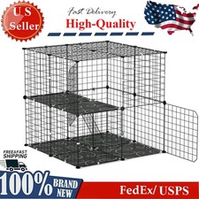 2 Tier Kitten Cage House Cat Enclosure Outdoor Small Animal Pet Detachable Metal