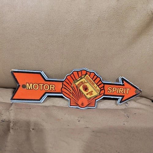 Vintage Mobil Spirit Porcelain Sign Gas Oil Cars Trucks Fishing