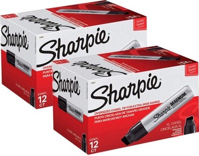 Sharpie 44001 Oversized Chisel Tip Extra Wide Magnum Permanent Marker (2 Boxes),