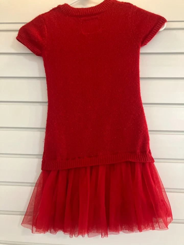 Justice Girls Size 6 Red Short Sleeve Knit Dress Sequins Sparkle Christmas - Image 3 of 4