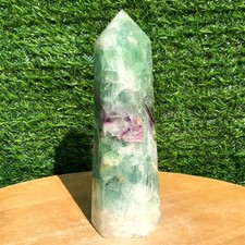 360G Natural Fluorite Obelisk Crystal Wand Point Energy Healing Reiki