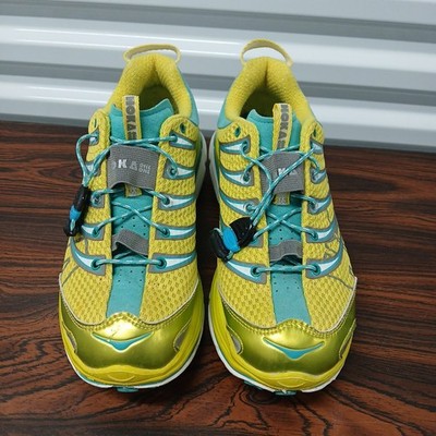 HOKA One Kailua Trail Women 6.5 Running Shoes Sneakers Lime Green Yellow Blue