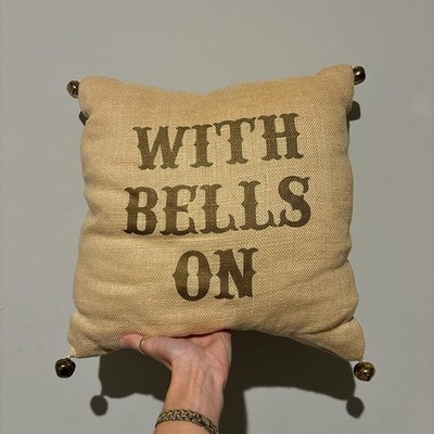 With bells on Christmas throw pillow