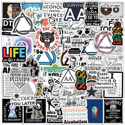 62Pcs Alcoholics Anonymous aa Stickers Pack, Aesthetic Vinyl Wate