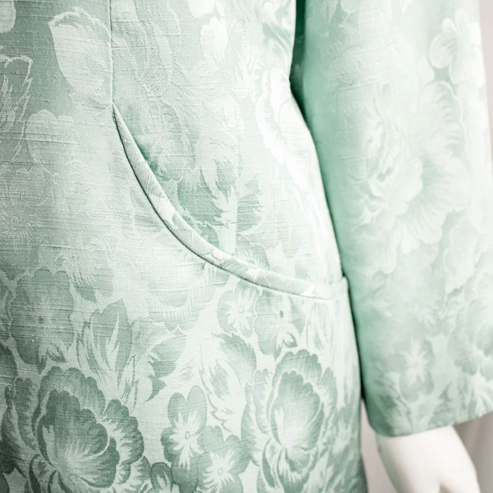 ENCORE Nuevo Traje Falda Formal Verde Floral Mujer Seda Talla 16 Foto 4 de 4