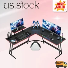 L-Shaped Gaming Desk with Monitor Riser, Corner PC Desk, 51 Inch