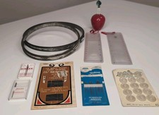 VTG Mixed Lot of Sewing Supplies Needles Buttons Embroidery Hoop Tape Ruler