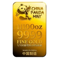 1/100 oz 9999 Fine Gold Bar China Panda Mint