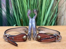 Ladies / Youth Stainless Steel Western Spurs w Light Oil Leather Straps