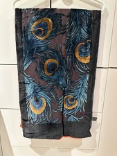 Vintage Metropolitan Museum Of Art Peacock Feather Scarf Burn Out Velvet Italy