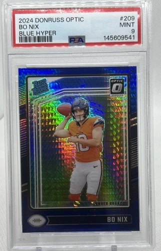 2024 Panini Donruss Optic - Rated Rookie Bo Nix #209 Blue Hyper Prizm (RC)