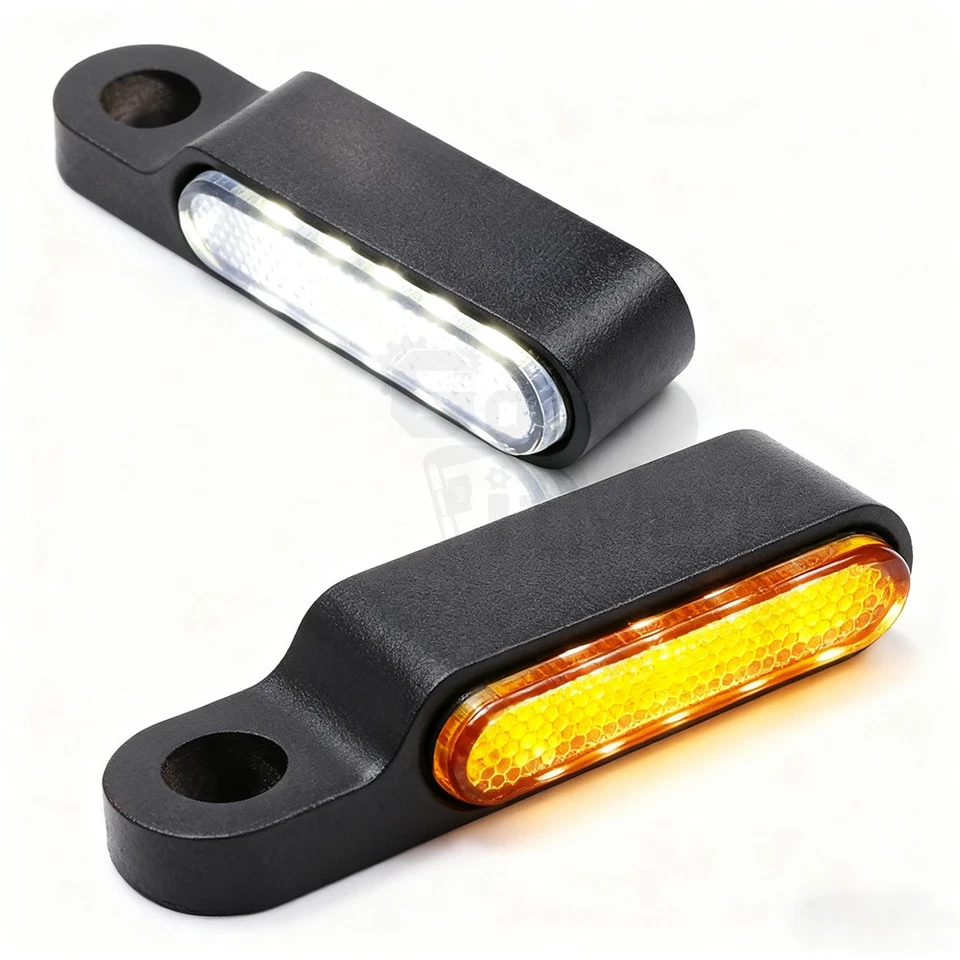 2x Black Motorcycle LED Turn Signals Handlebar Light For Harley Davidson Fat Bob Foto 3 de 4