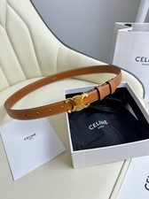 Celine brown full leather women's belt - width 2.5cm - size 90