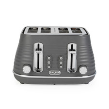 Salter 4-Slice Toaster Wide Slot 6 Browning Levels Defrost Removable Tray Grey