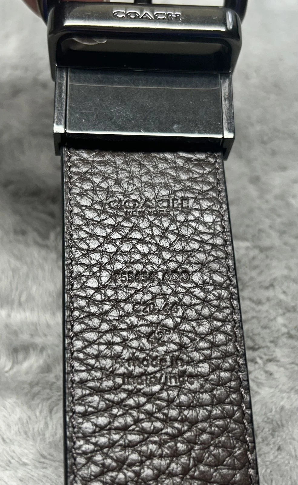 Coach Cintura Pelle Reversibile Uomo 42 Grana Ciottolo Fibbia Gunmetal Classica